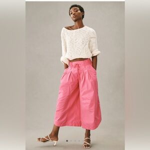 Anthro Ruched cotton Poplin Parachute Pants